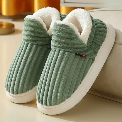 Plus Size 47 Thick Bottom Fluffy Slippers Women Indoor Non Slip Bag Heels Cotton Slippers Woman Thicken Plush Warm Winter Shoes