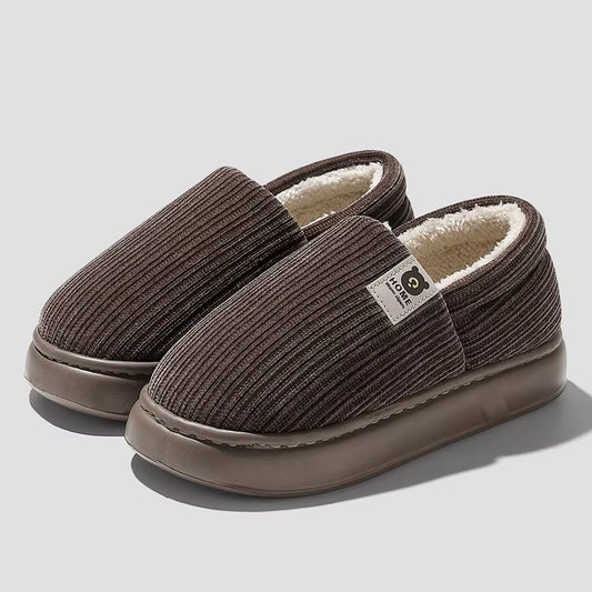 Plus Size Men'S Cotton Slippers Winter Warm Thick Bottom Plush Cotton Shoes Couple Bag Heel Slippers Indoor Non Slip House Shoes